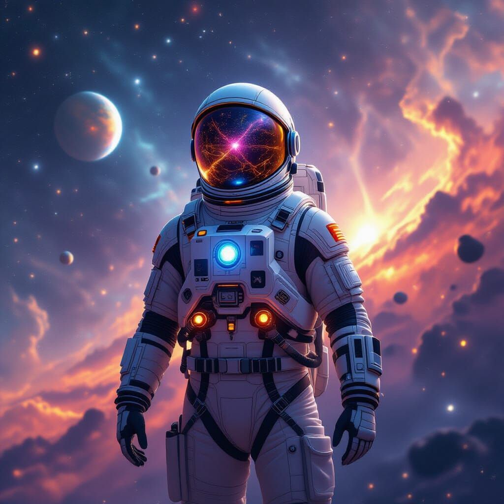 Astronaut in Starry Nebula, Syd Mead Style