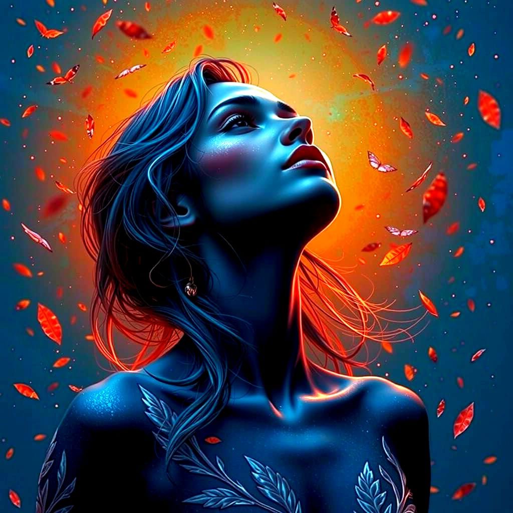 Hyperrealistic Portrait with Dramatic Colorful Background