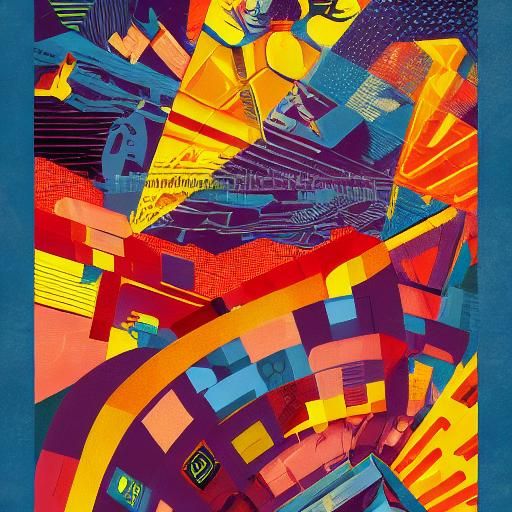 Geometric Bauhaus Screen Print in Pop Art Style