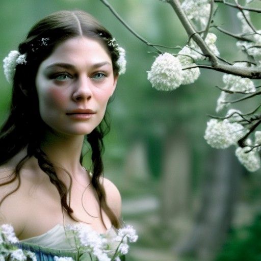 Arwen Undómiel Portrait with Flowers in Yvan Favre Style