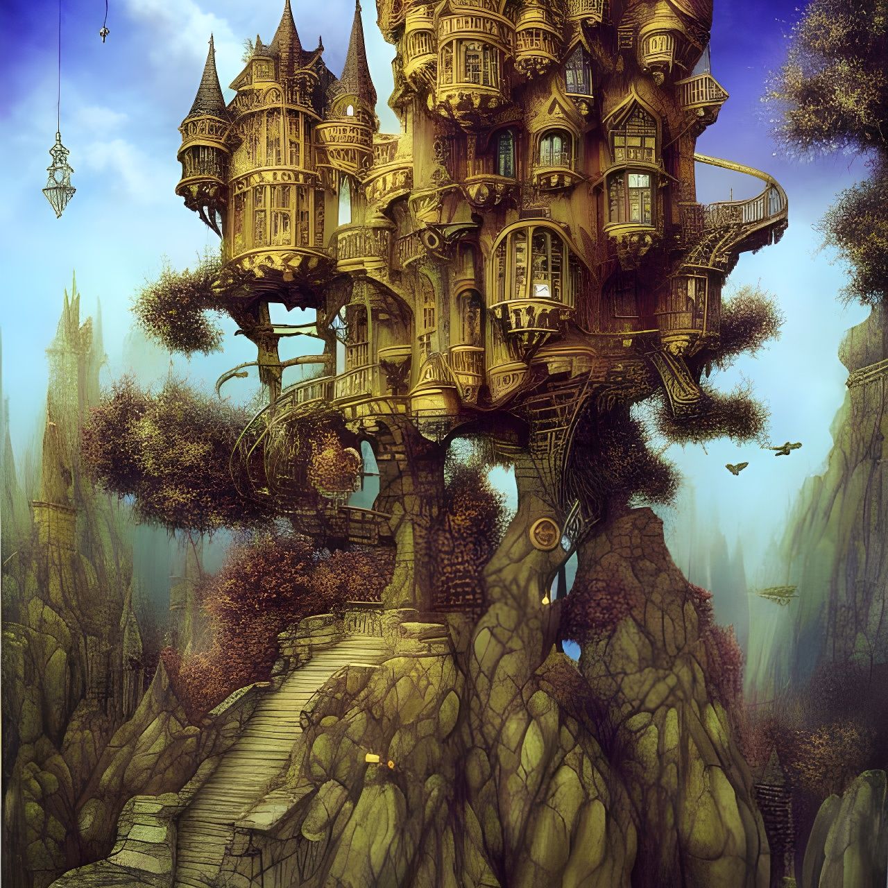 Surreal Castle Inspired by Escher and Merriam