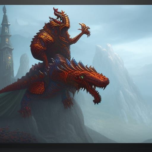 Fafnir in a Tower: Detailed Matte Painting