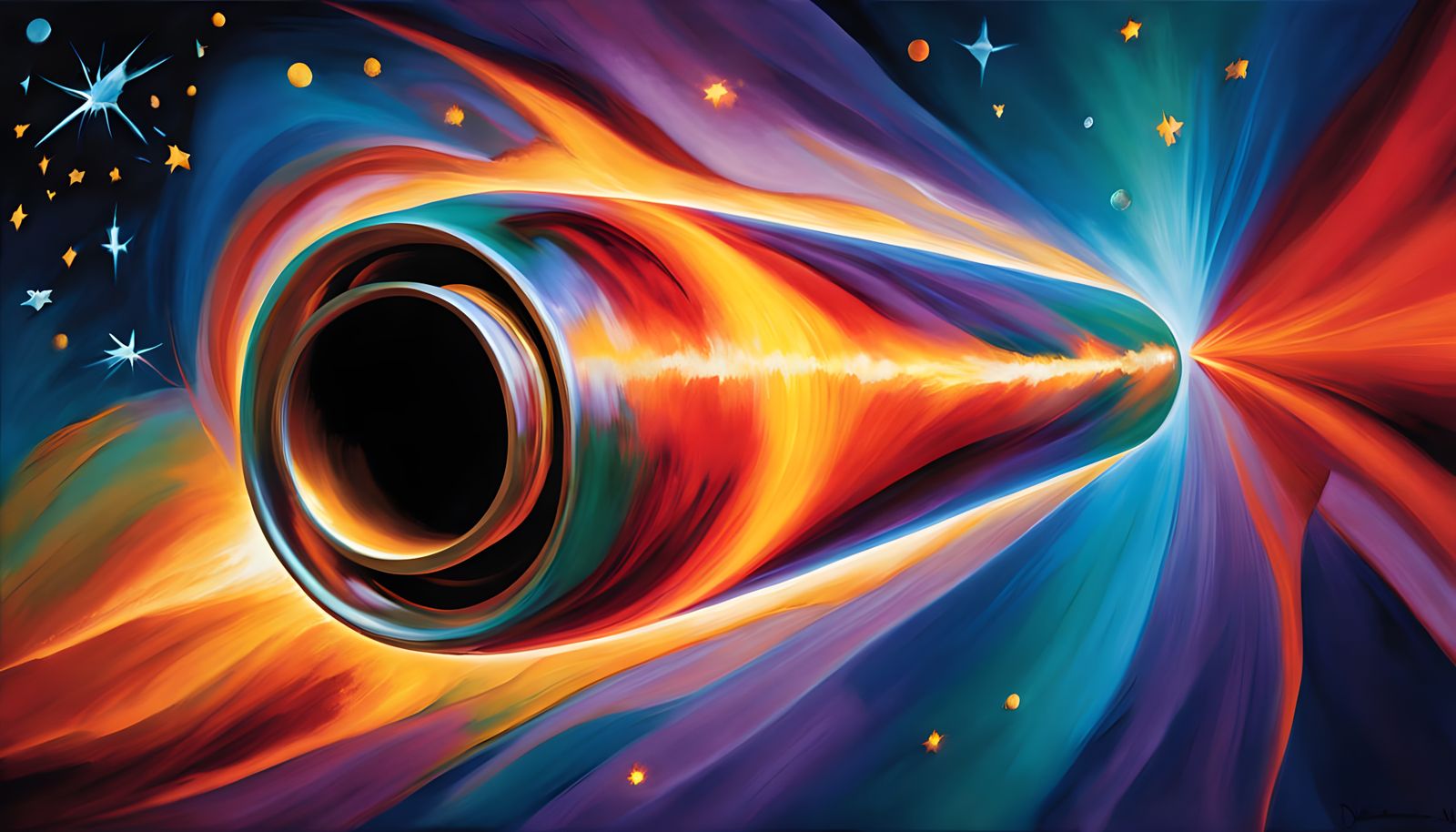 Surreal Cosmic Cylinder Blazes Through Celestial Vortex