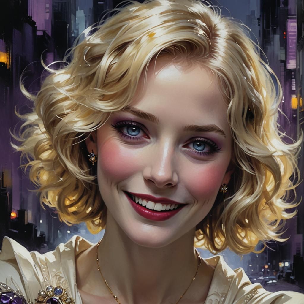 1980s Style Pin-Up in Art Deco