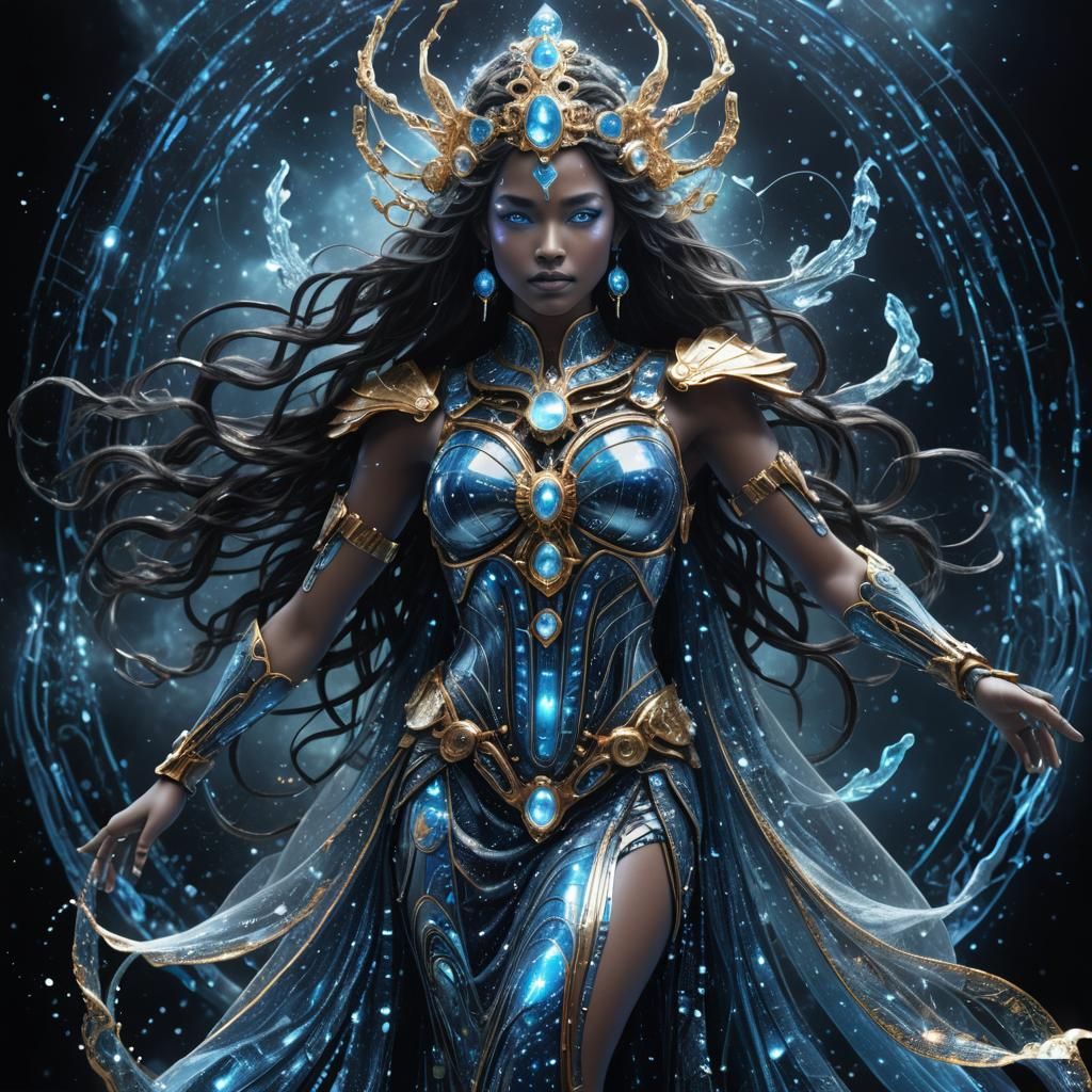 Cybernetic Aquarius Goddess in Syd Mead Style