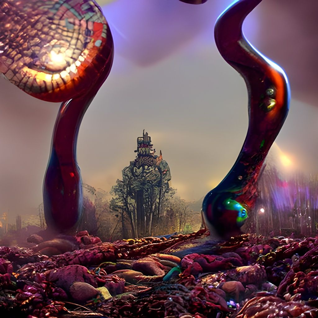 Serpent's Path in a Hyperrealistic Digital Painting