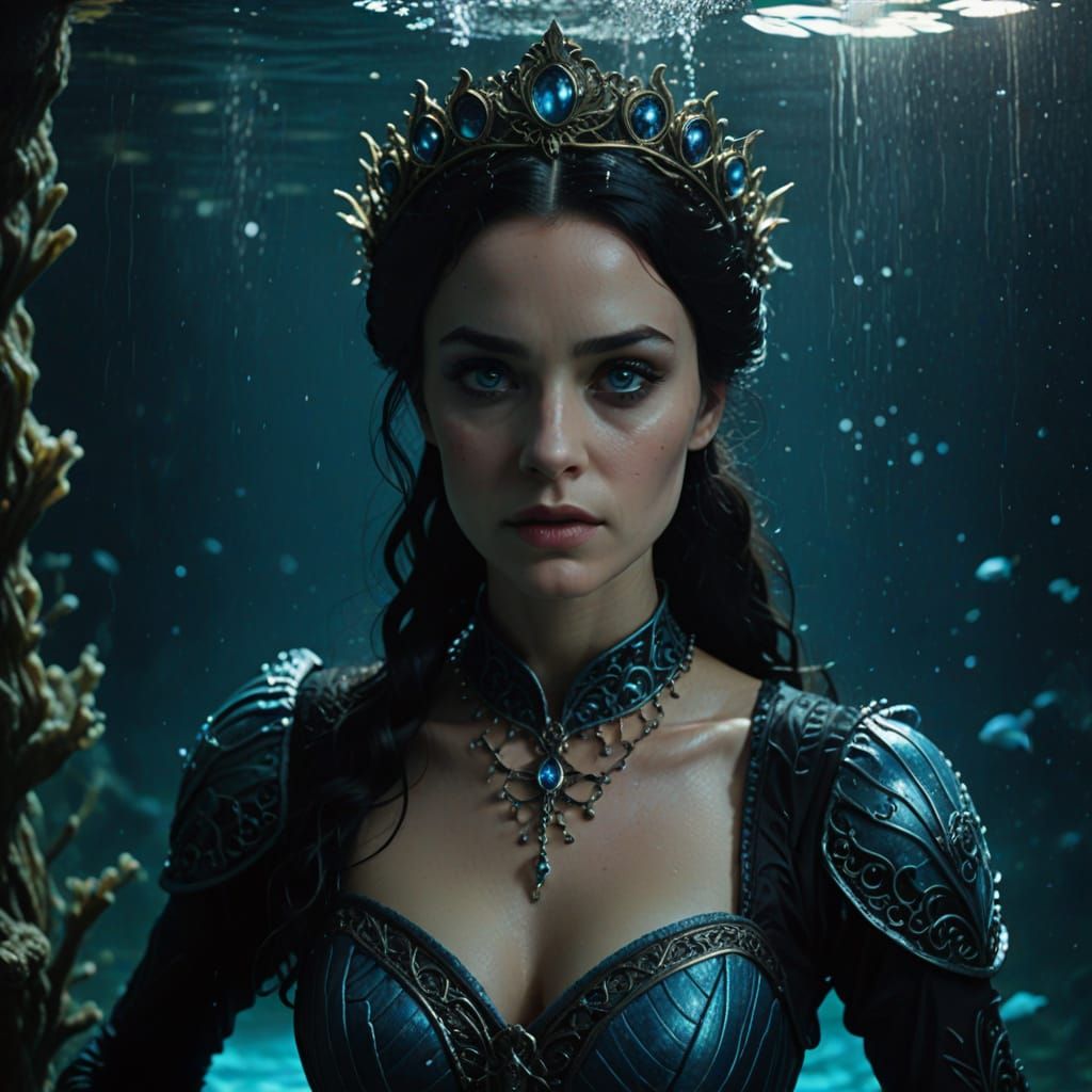 Arthurian Water Nymph Portrait in Dark Academia Style