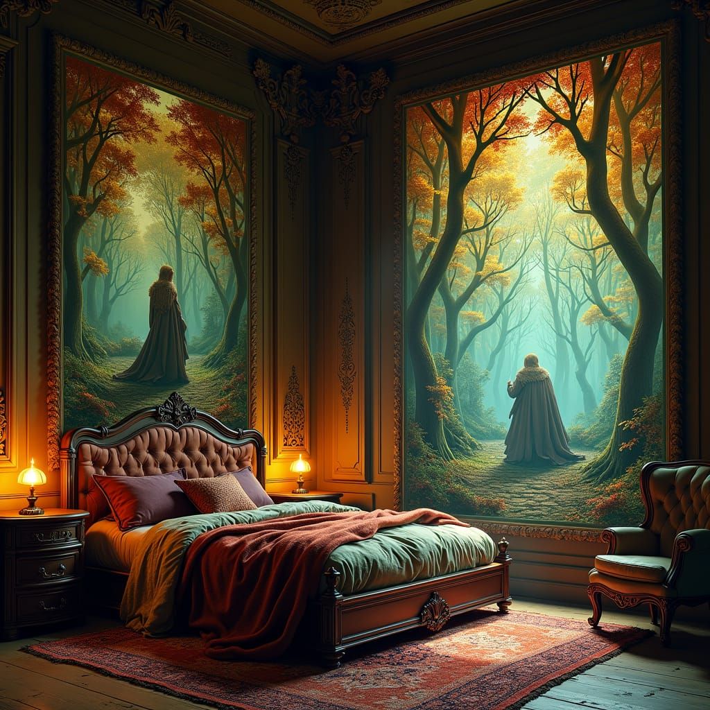 Mystical Forest Bedroom in Fantasy Art Style