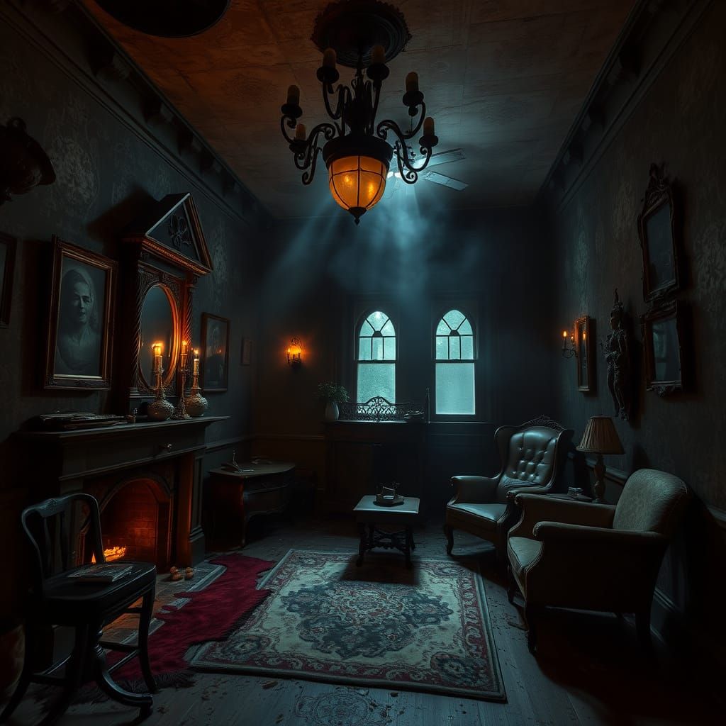 Macabre Moonlit Mystery in Decaying Victorian House
