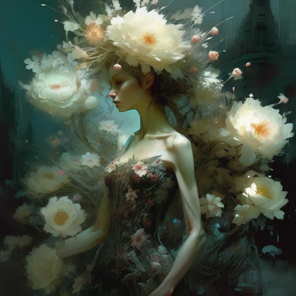 Giant Flowery Creature Creates Flowerpunk, Detailed Floral F...