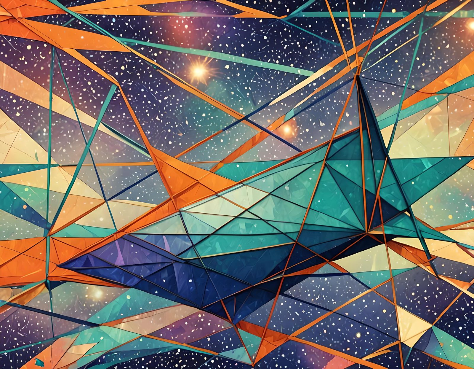 Origami Crane in Hyperspace: Abstract Geometric Art