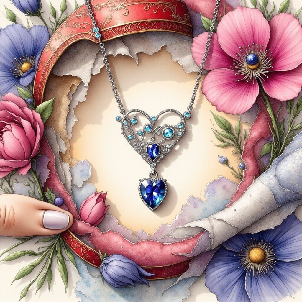 Elegant Sapphire Necklace in Velvet Jewelry Box