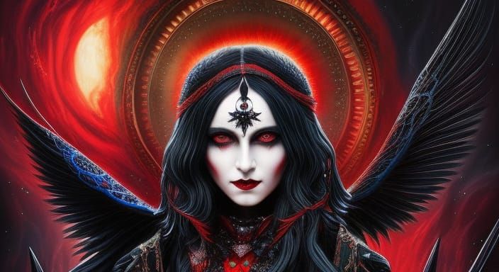 Lilith in Gothic Art with Cloak of Stars