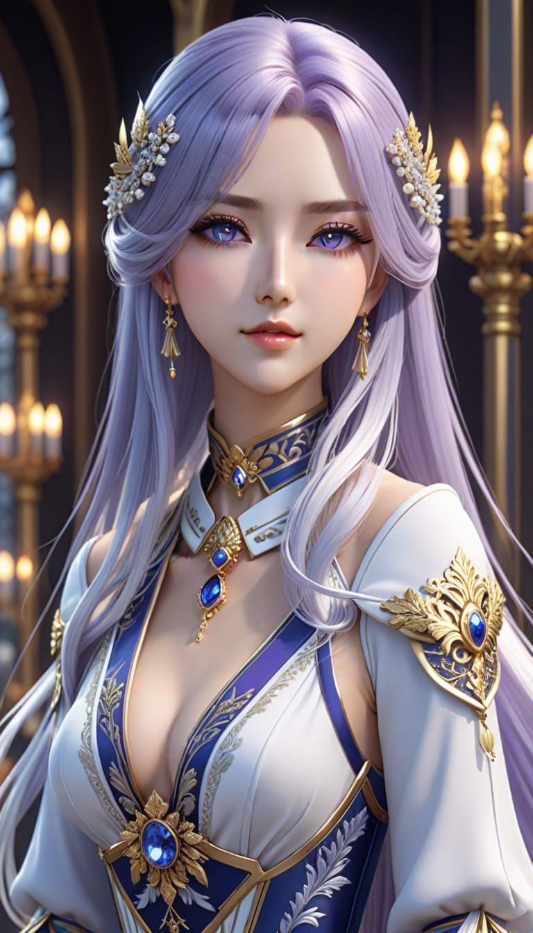 Elegant Noble Girl in Anime Style