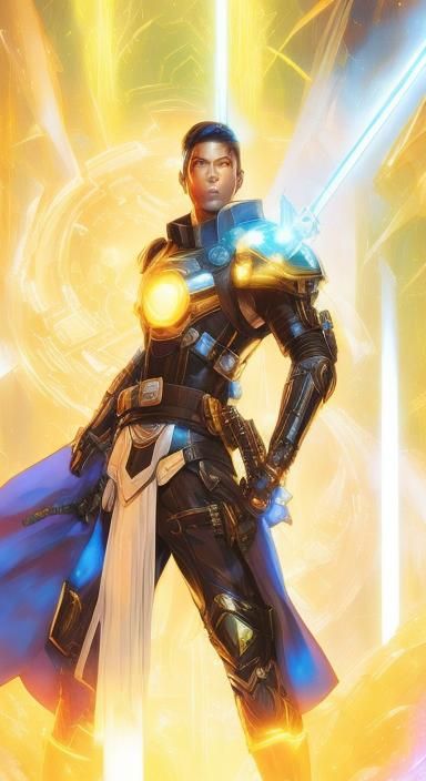 Futuristic Techno-Monk Throws Energy Punch