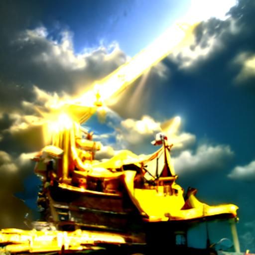 Golden Pirate Ship in Divine Sunshine