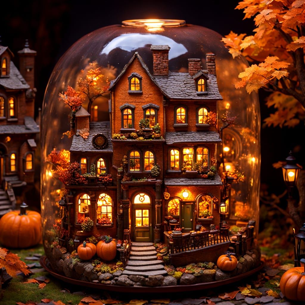 Steampunk Village in Giant Pumpkin Diorama