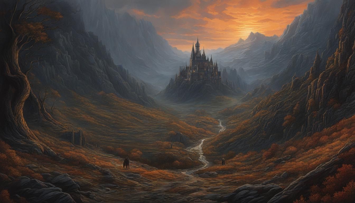 Desolate Medieval Landscape in Dark Fantasy Style