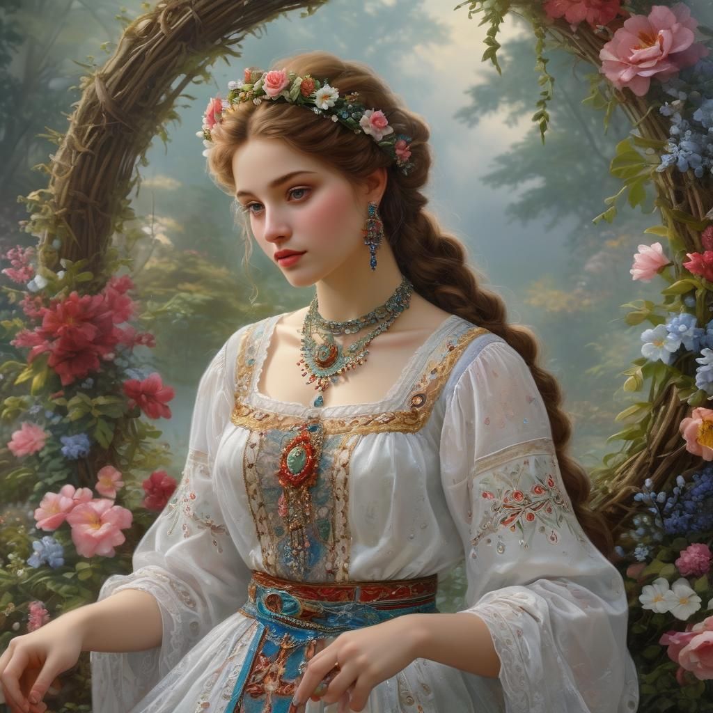 Ukrainian Girl in Traditional Dress: Ethereal Fantasy Art