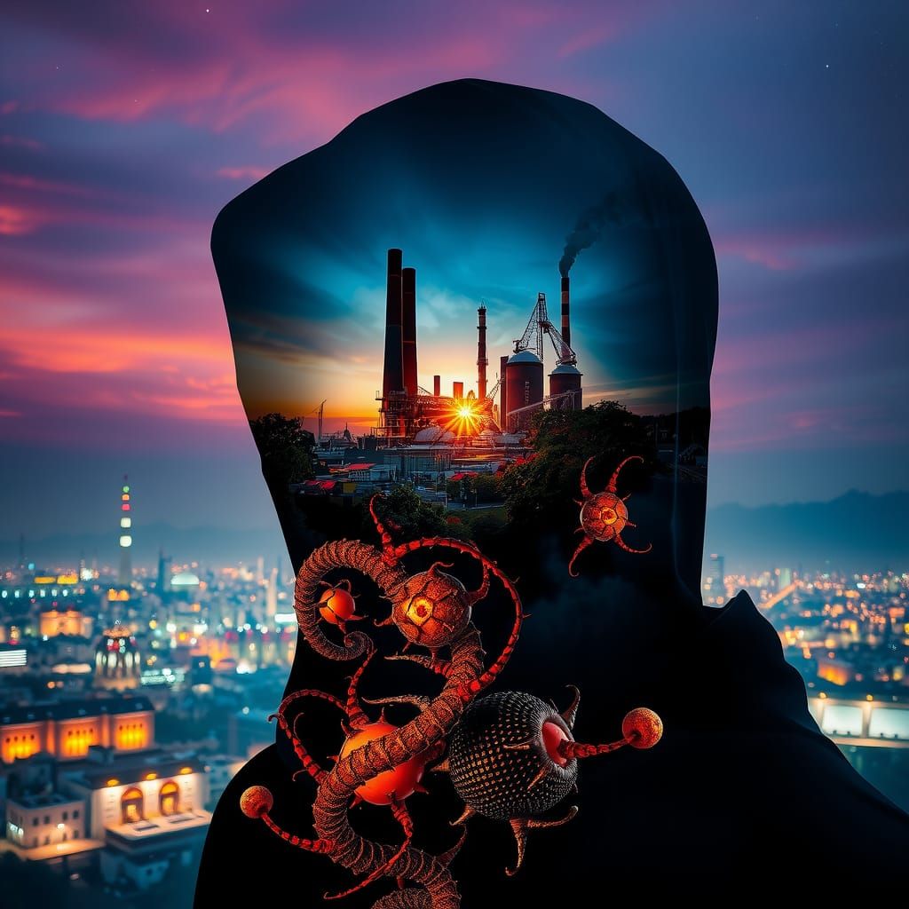 Surreal Double Exposure: Johannesburg and Cellular Dream