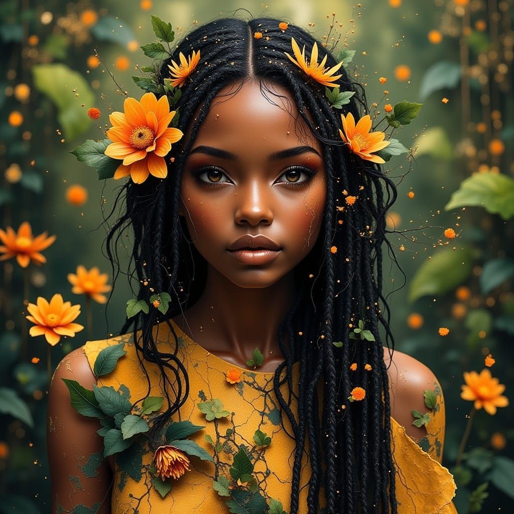 African Earth Goddess Amidst Enchanted Forest