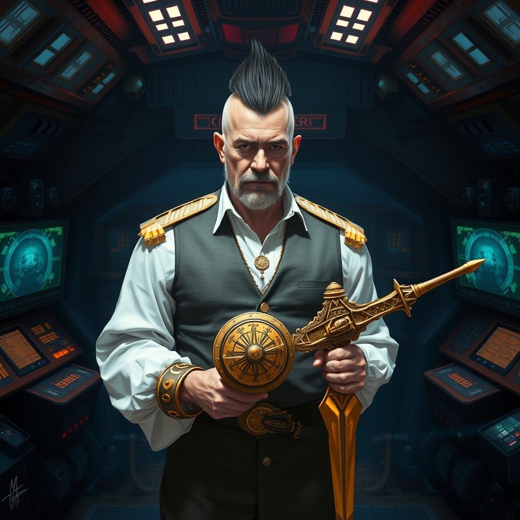 Warhammer 40,000 Space Admiral in Cyberpunk Regalia