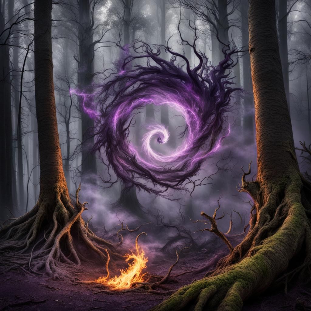 Magical Portal Transforms Animals in Smoky Forest