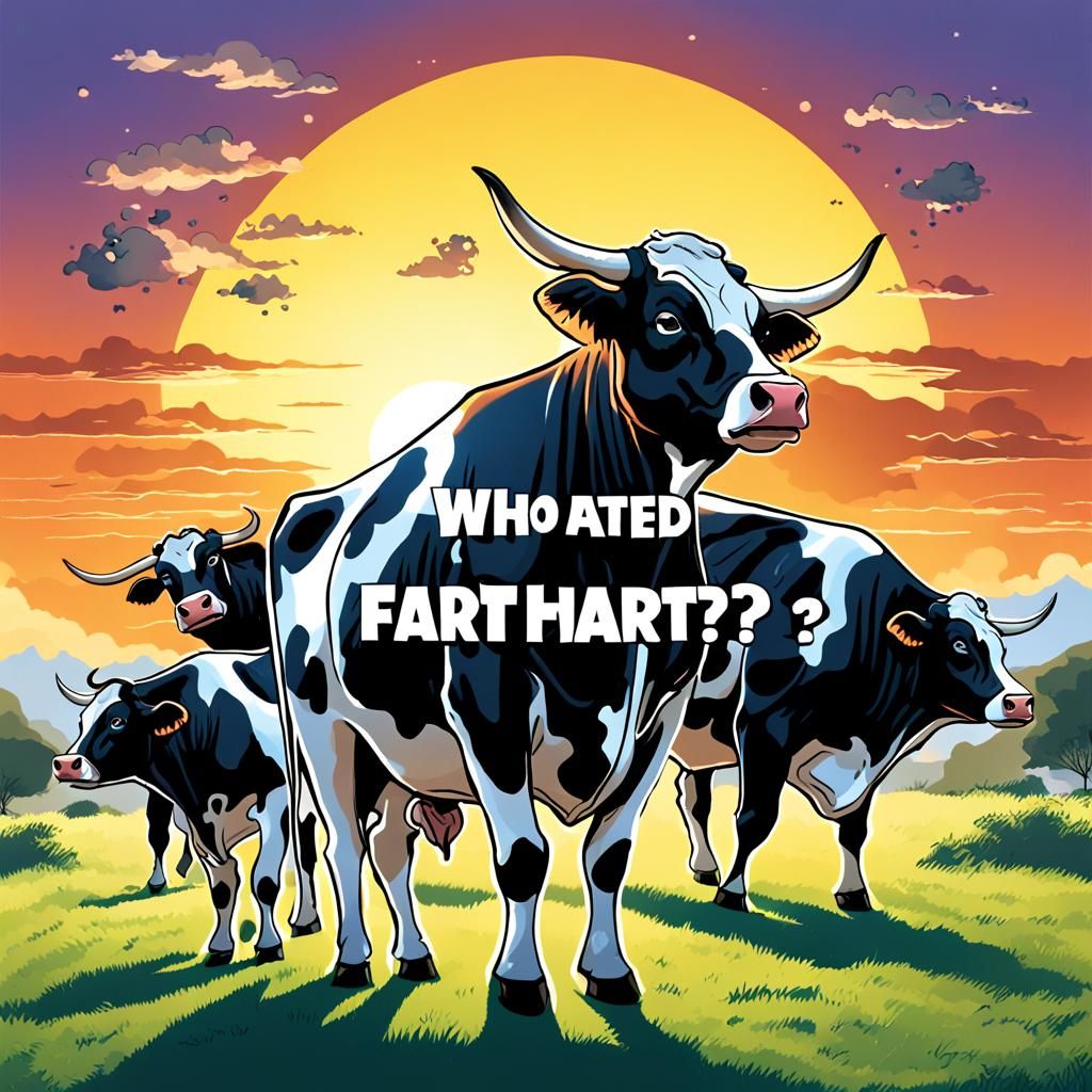 Funny Cow Fart Cartoon in 8K Digital Art