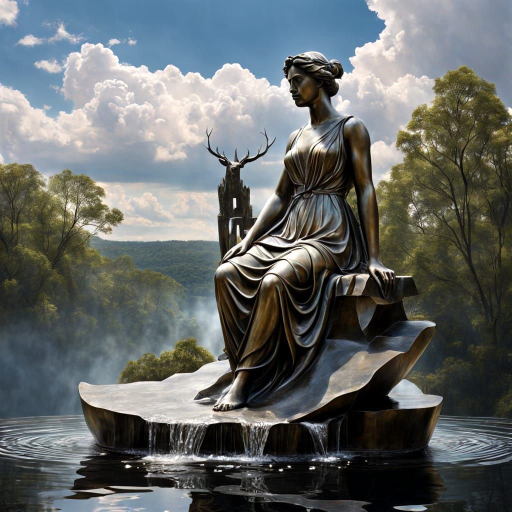 Neoclassical wilderness statue of water in the sky is not ju...