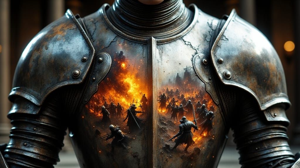 Ghostly Battle Reflection on Knight's Armor