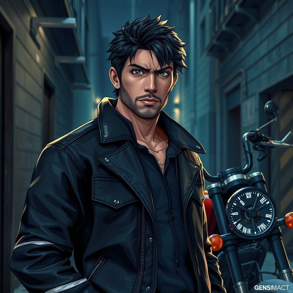 Dark Hero Stands Tall in Winter Alley