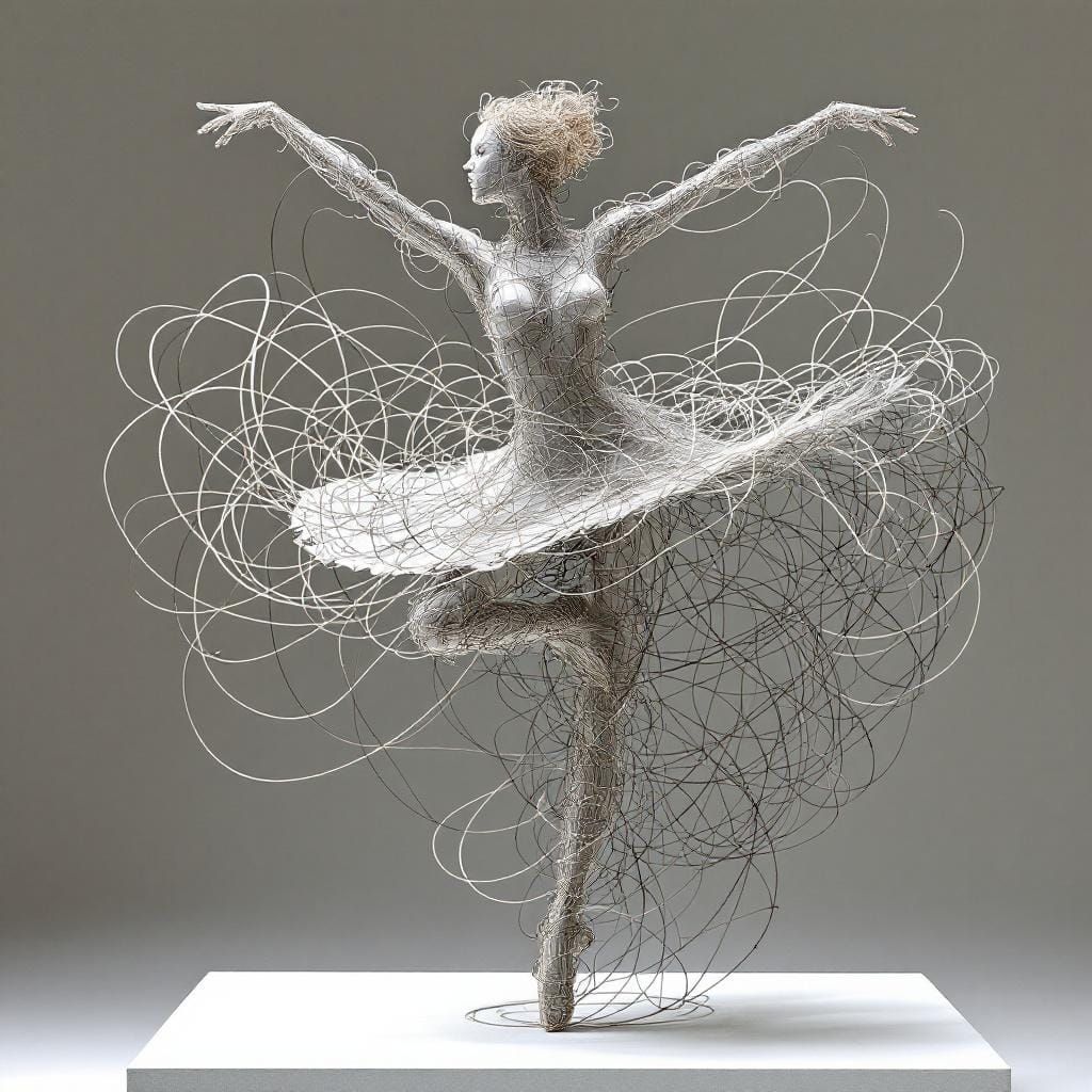 Wire Sculpture of a Dancing Ballet Dancer