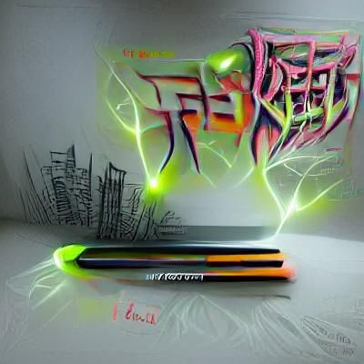 Glowing Neon Graffiti Art in 3D Anime Style