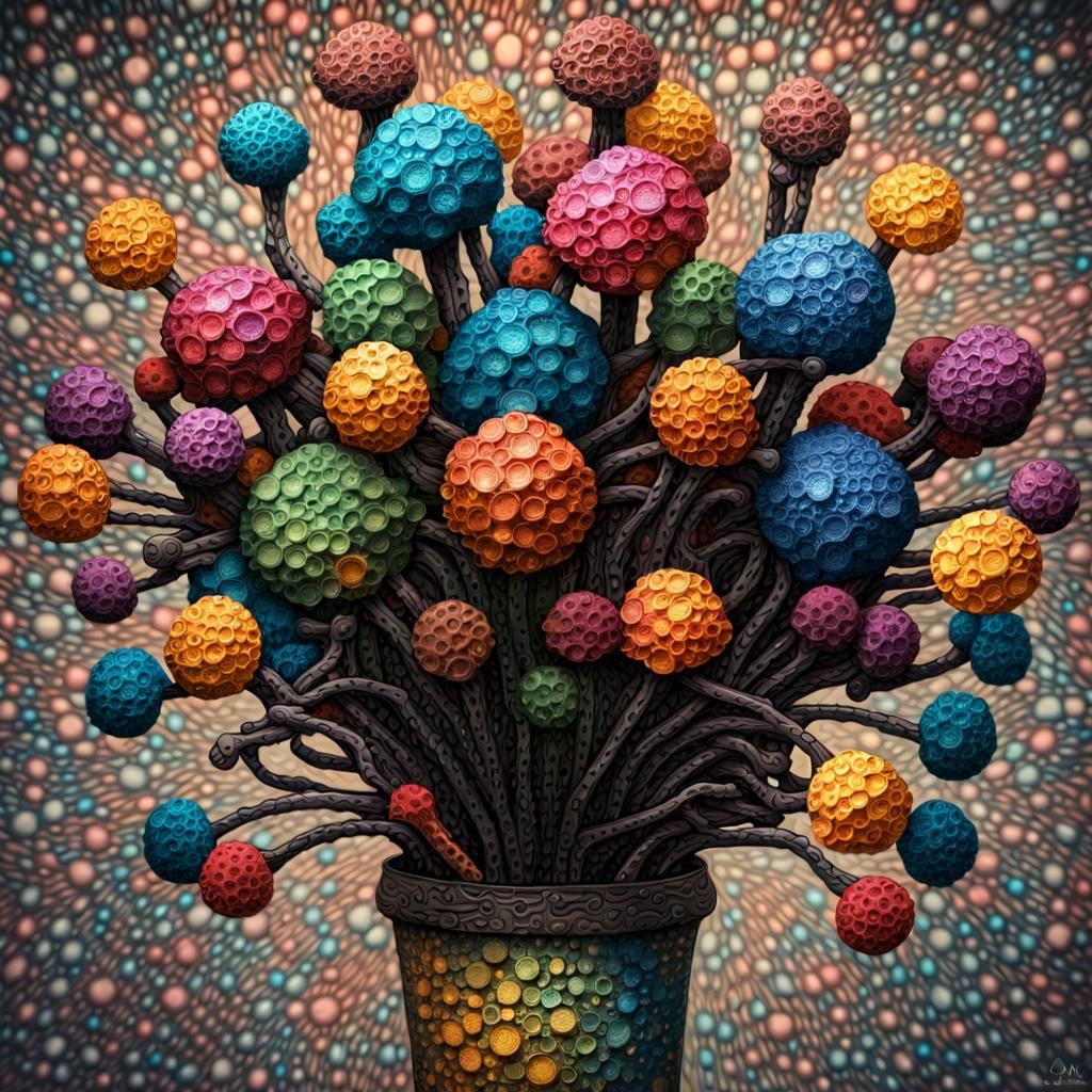 Magnetic Monopole Bouquet in Trash Fractal Art