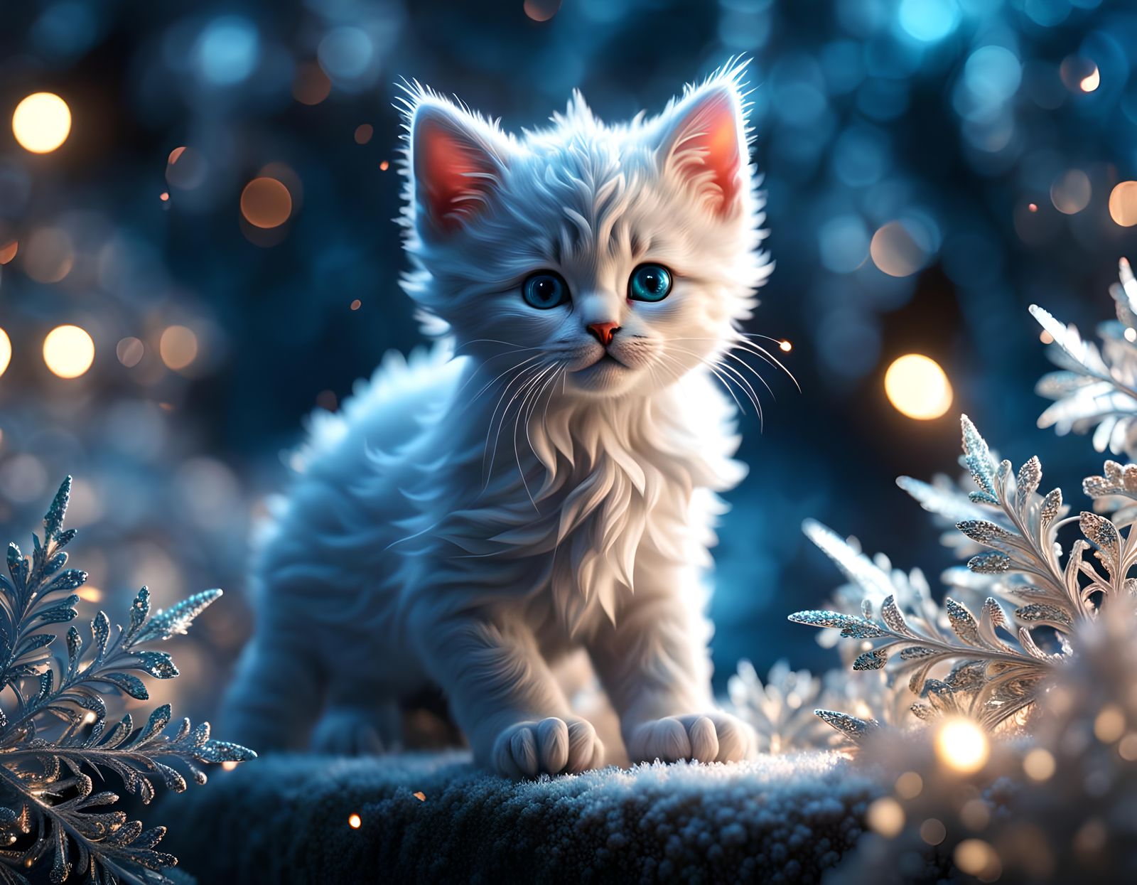 Frozen Fractals Kitten: Photorealistic CGI Masterpiece