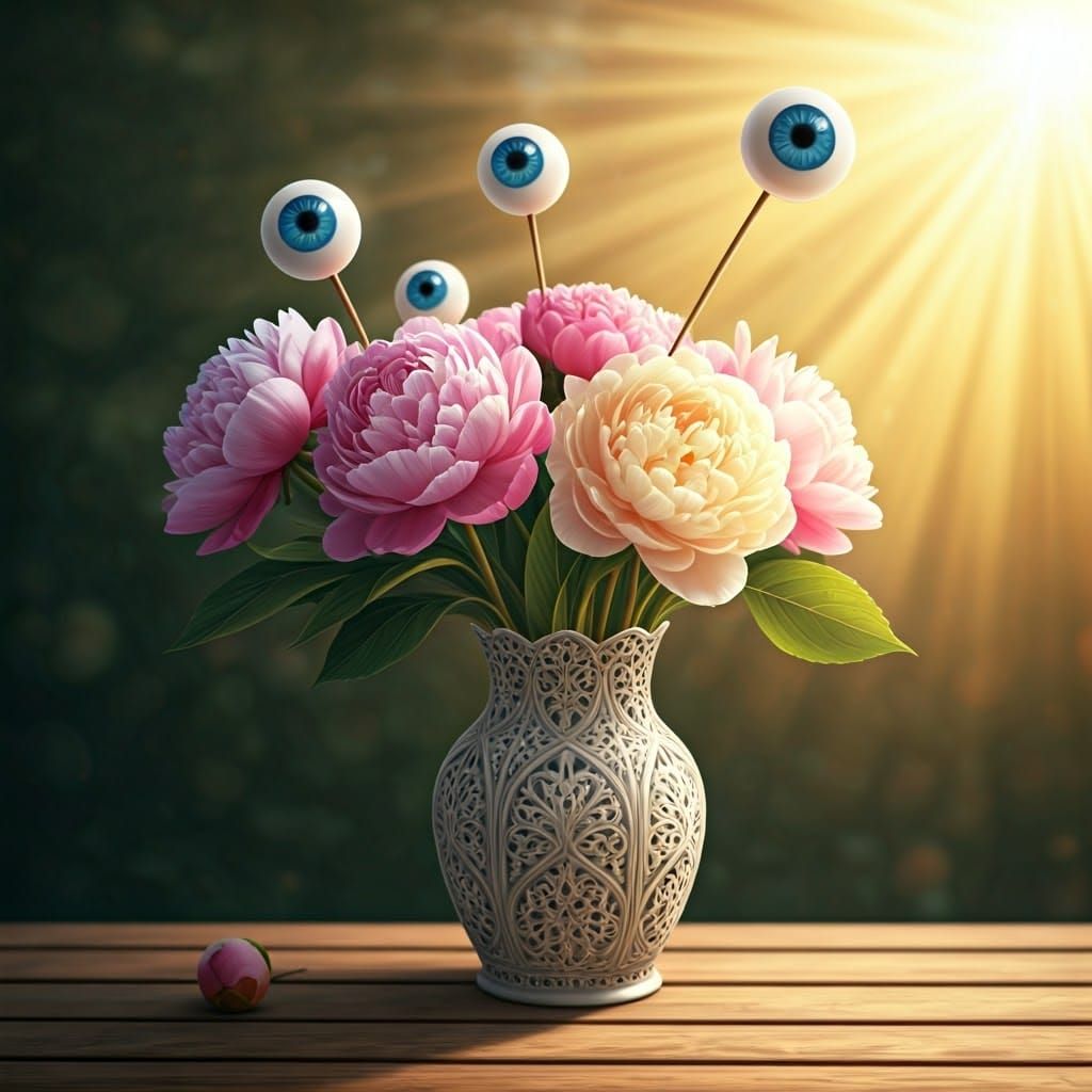 Ethereal Eyeball Flowers in Impressionistic Style