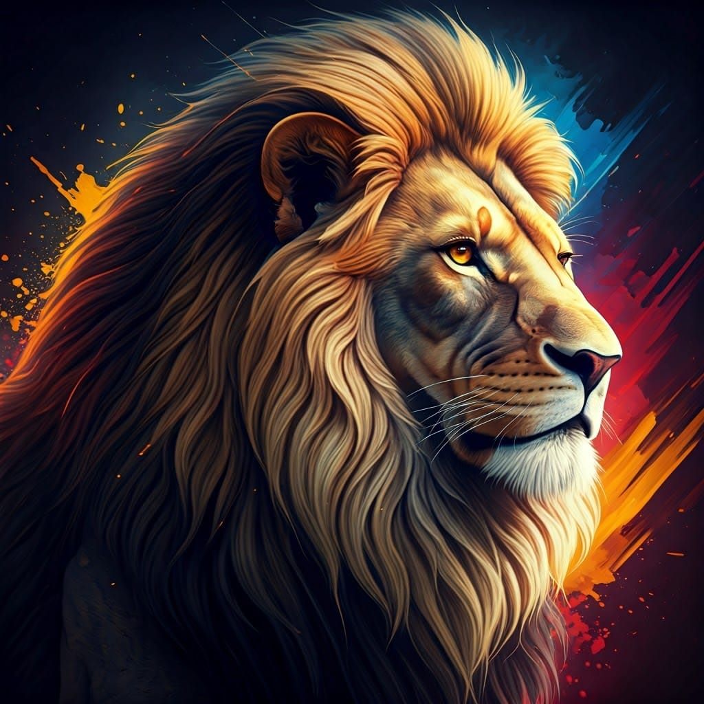 Lion Portrait Symbolizing FC Barcelona in Concept Art Style