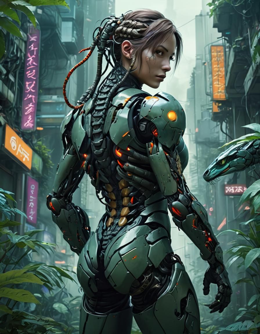 Biopunk Snake Lamia in Mutant Metropolis