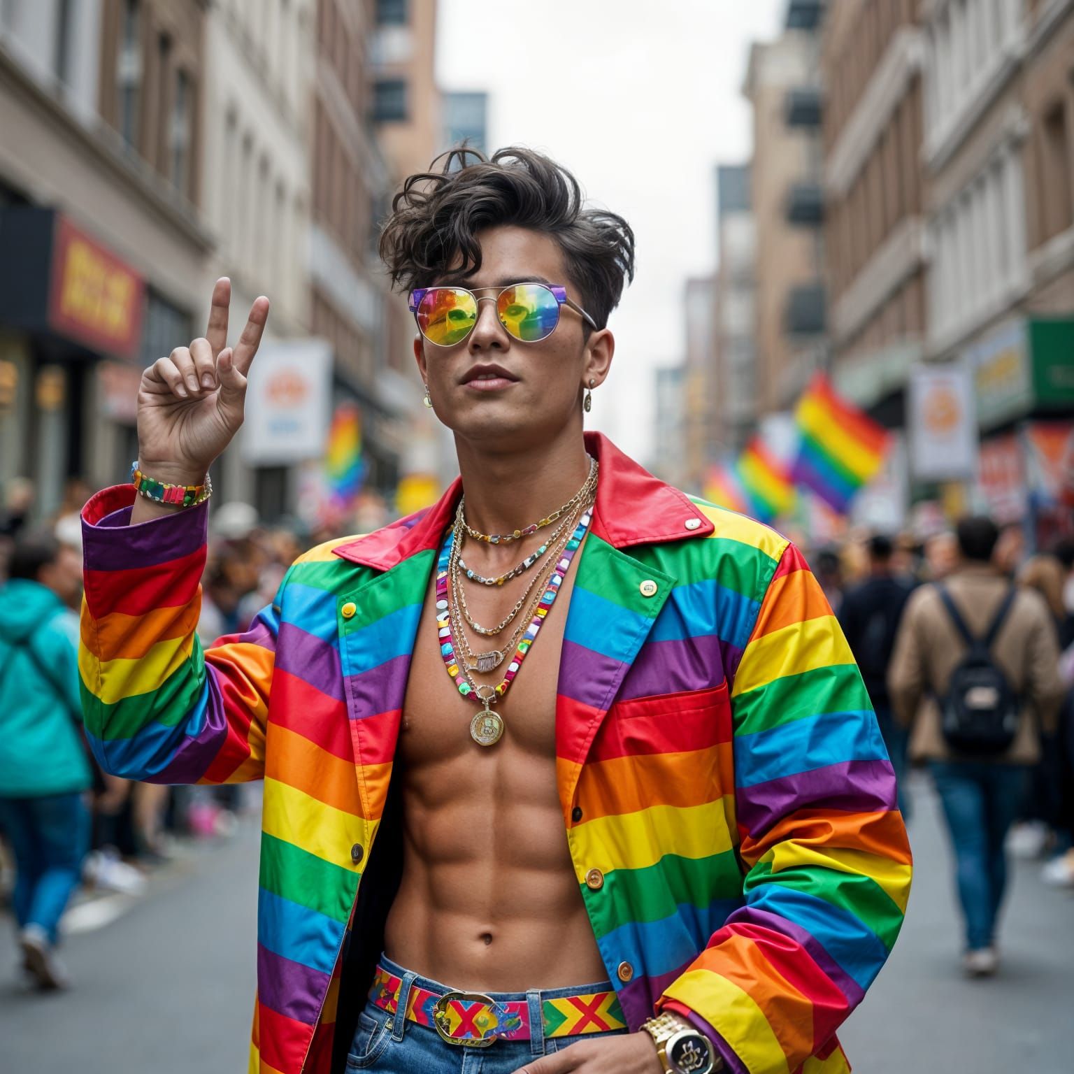 Confident Queer Man at Pride Parade