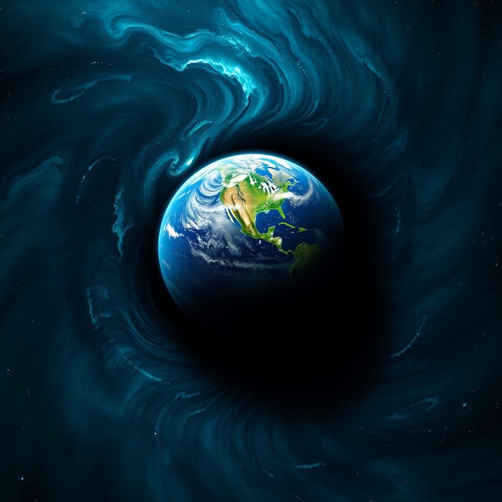 Stunning Black Hole Devouring a Vibrant Earth in Celestial D...