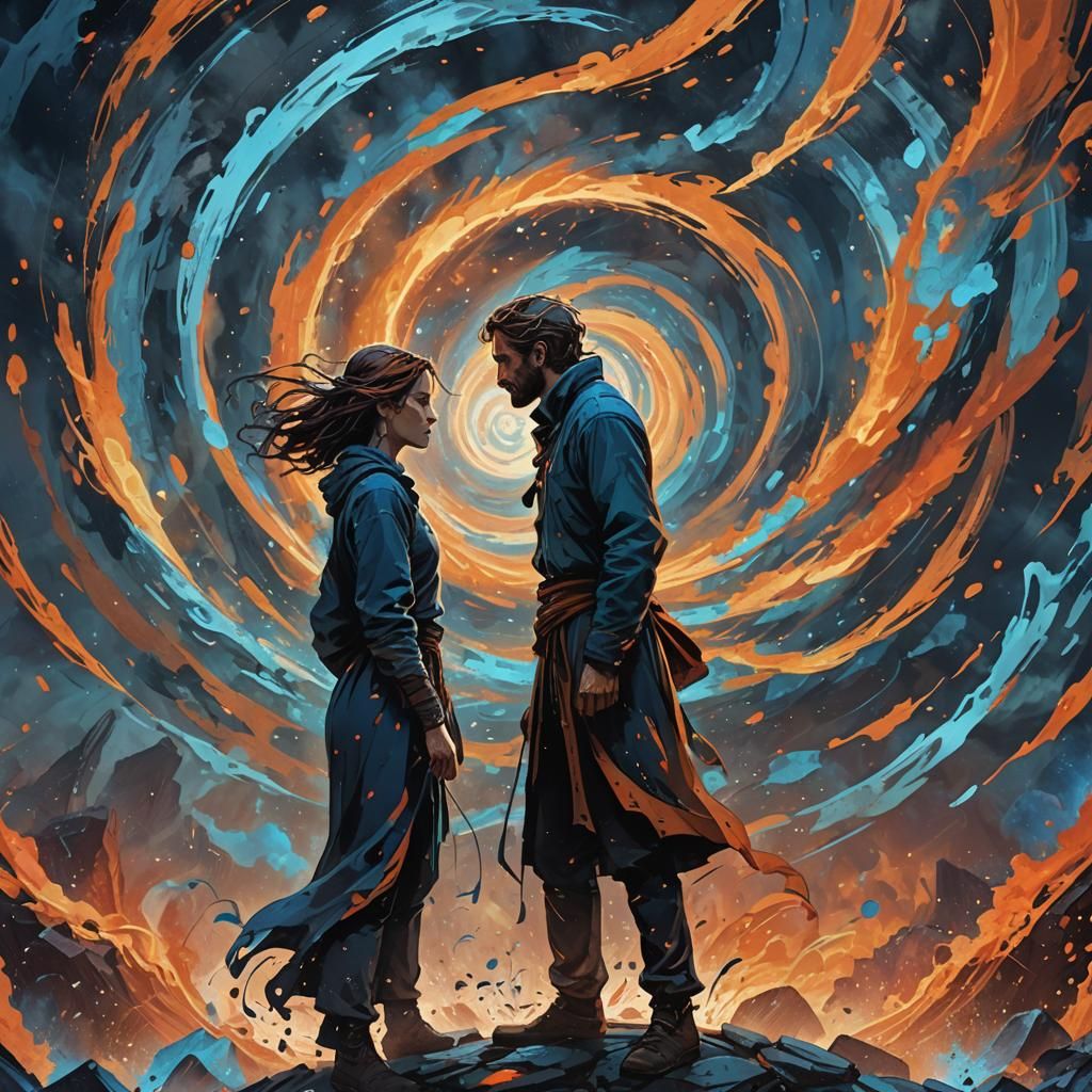 Emotional Turmoil: A Fantasy Art Confrontation