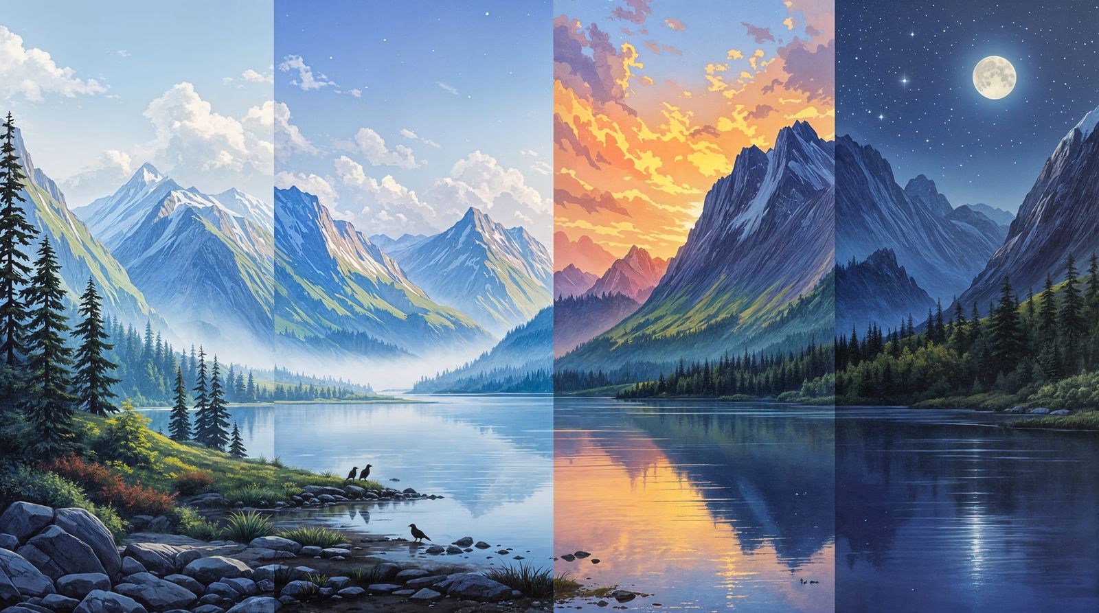 Panoramic Valley Serenity in Norwegian Fjord Style