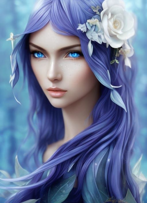 Mysterious Water Elf Portrait in Hyperrealistic Style