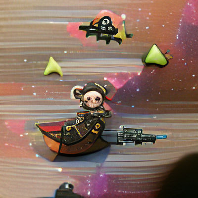 Cartoon Pirate Ship Soaring Through Space