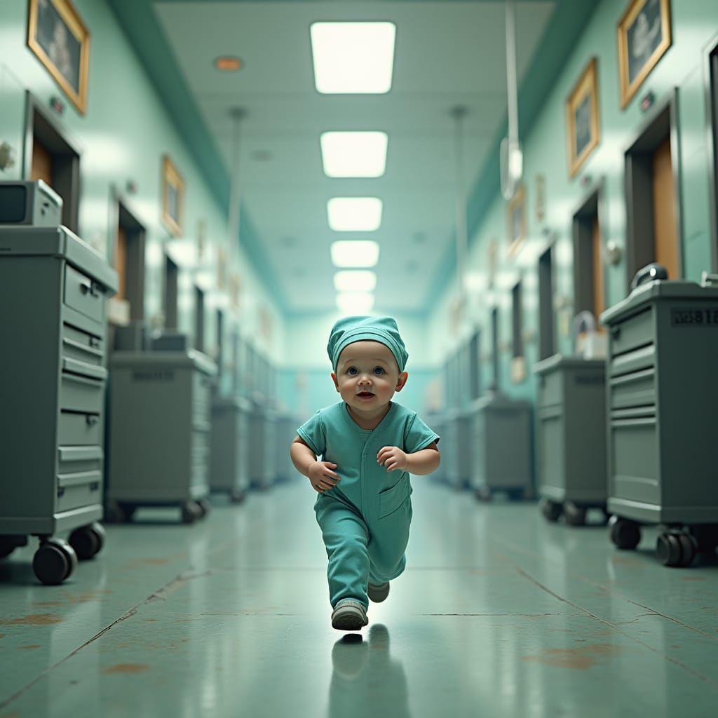 Baby Surgeon's Hospital Dash: A Matte Painting
