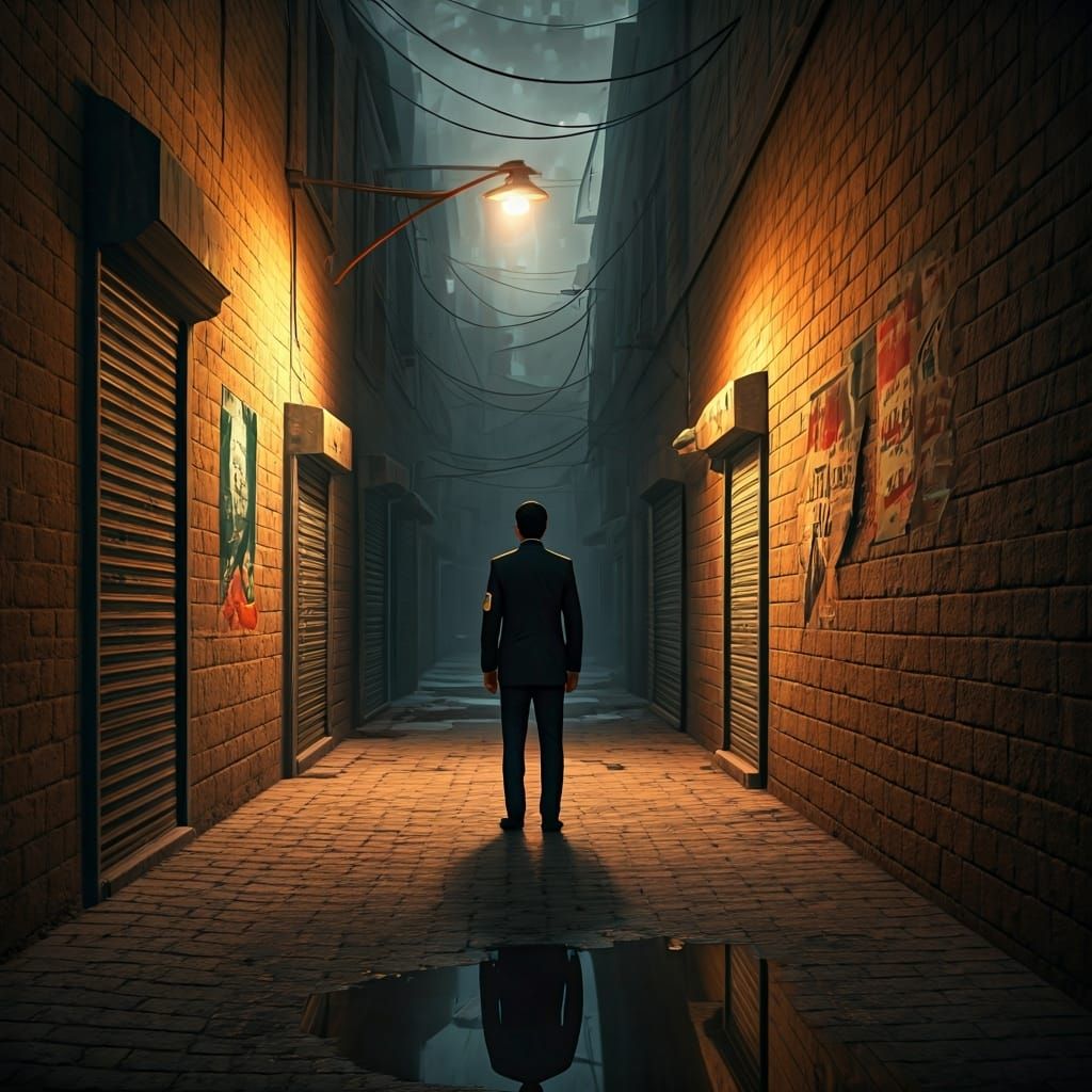 Tehran Alleyway at Dawn in Cyberpunk Style