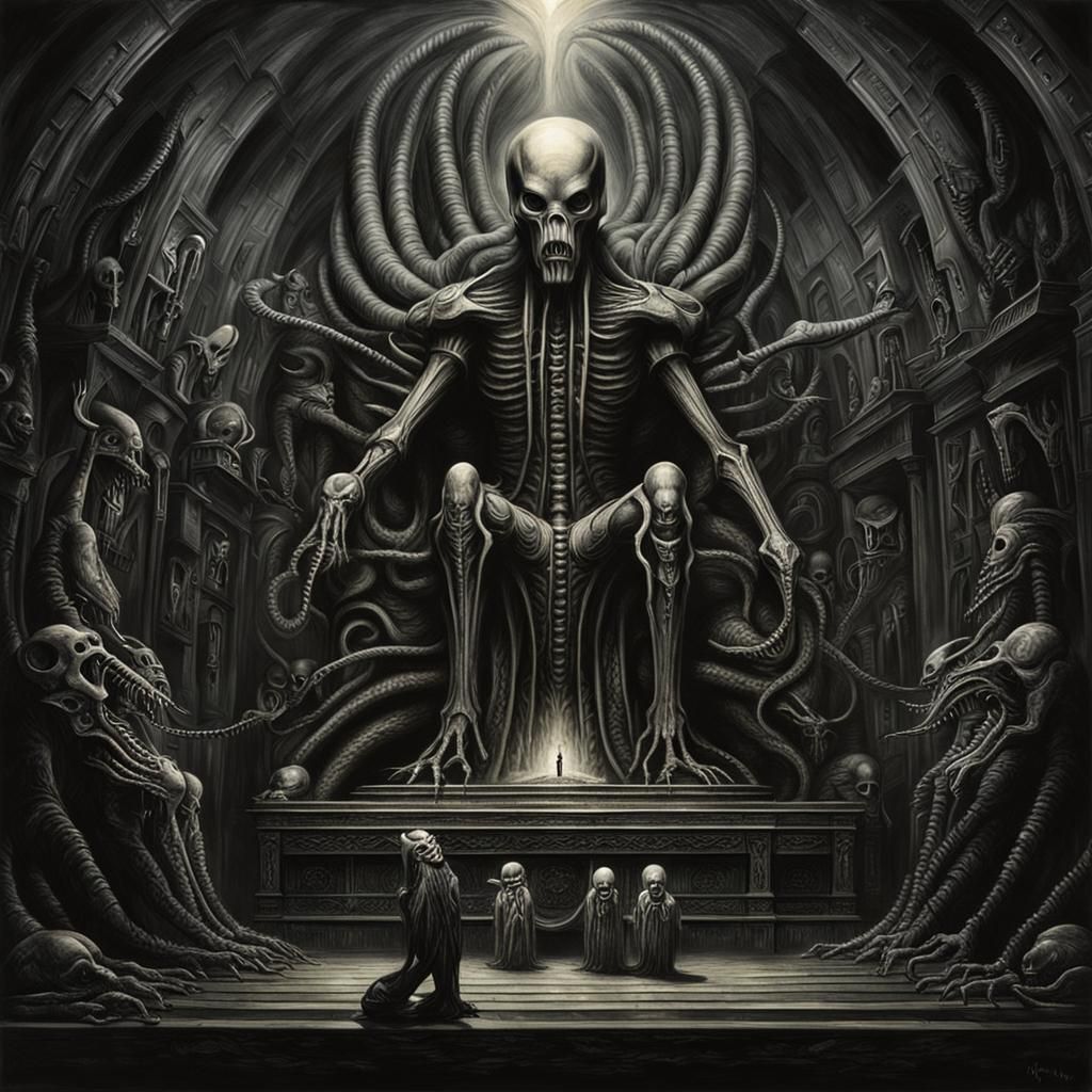 Biomechanical Temple of Cruelty in Giger Style