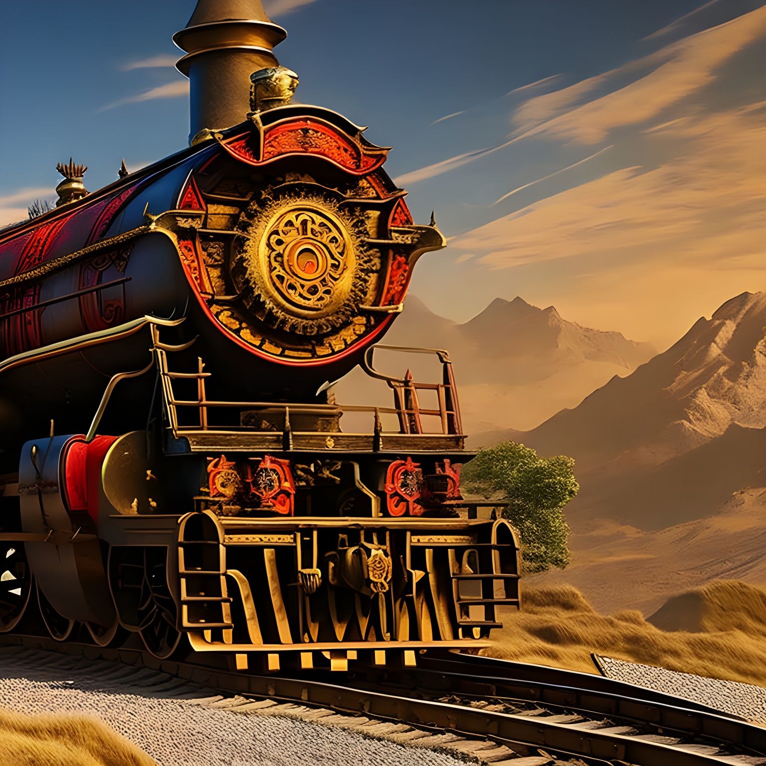 Steampunk train inspired by a Chinese dragon
