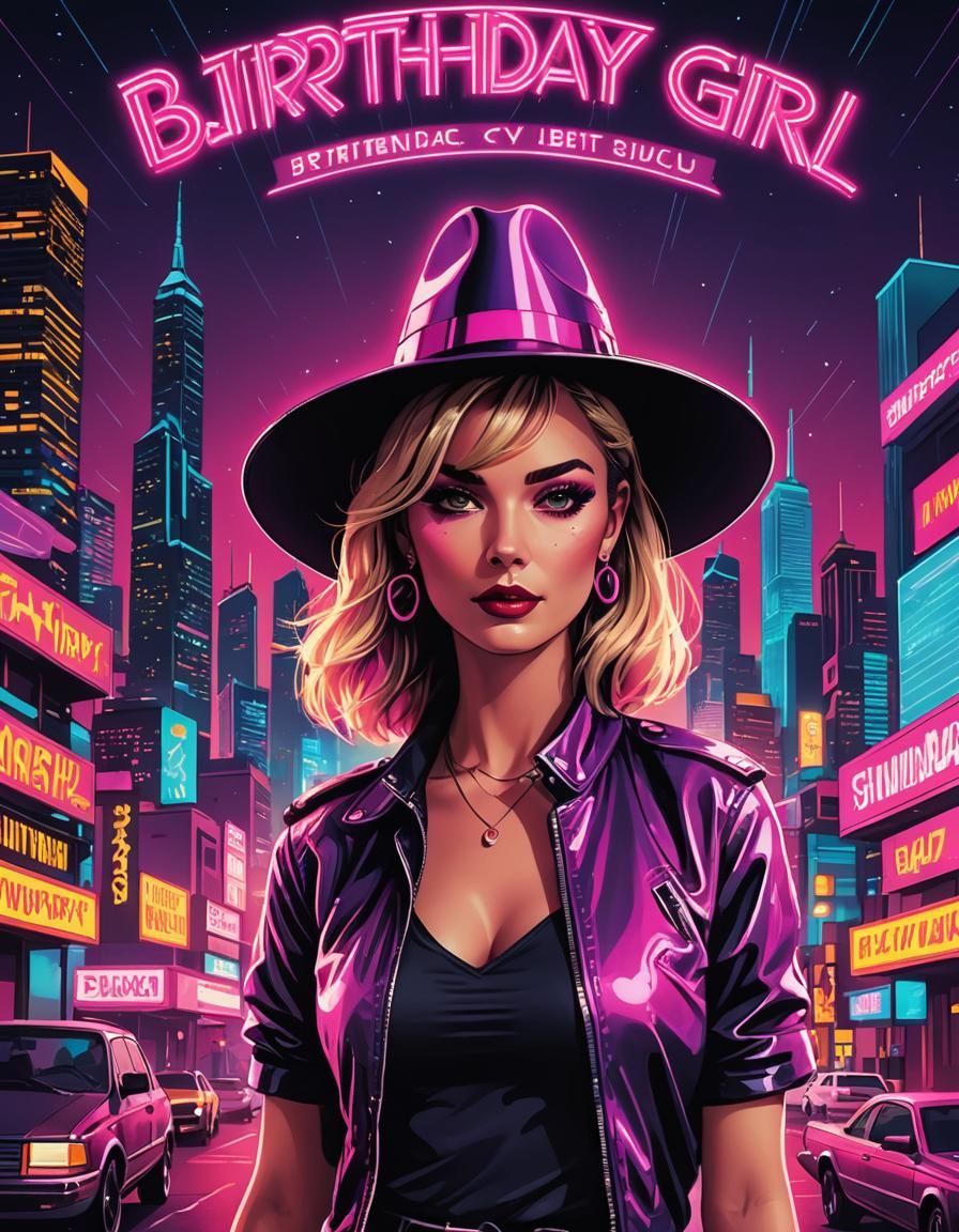 Birthday Girl Concert Poster in Synthwave Style