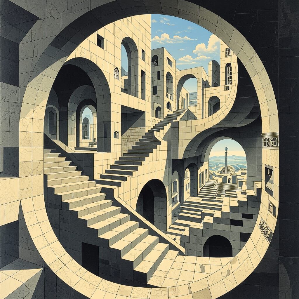 Impossible Geometry: A Surreal World in Escher Style